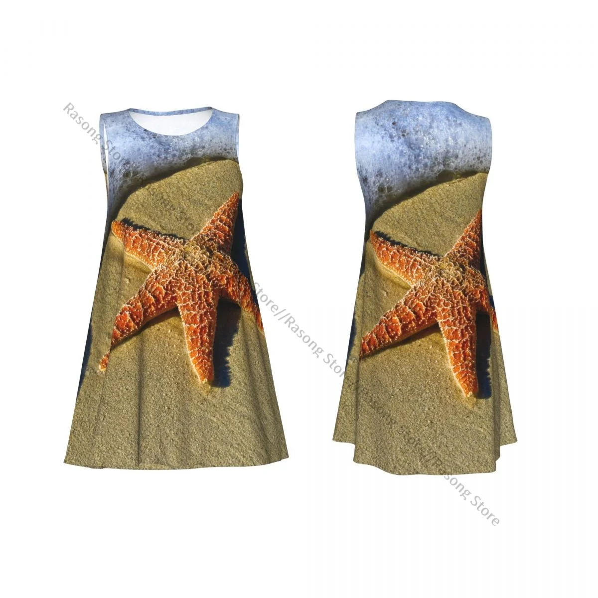 ชุดสตรีปลาดาวทะเลทรายฤดูร้อน Casual T เสื้อชายหาด COVER UP Tank Dress