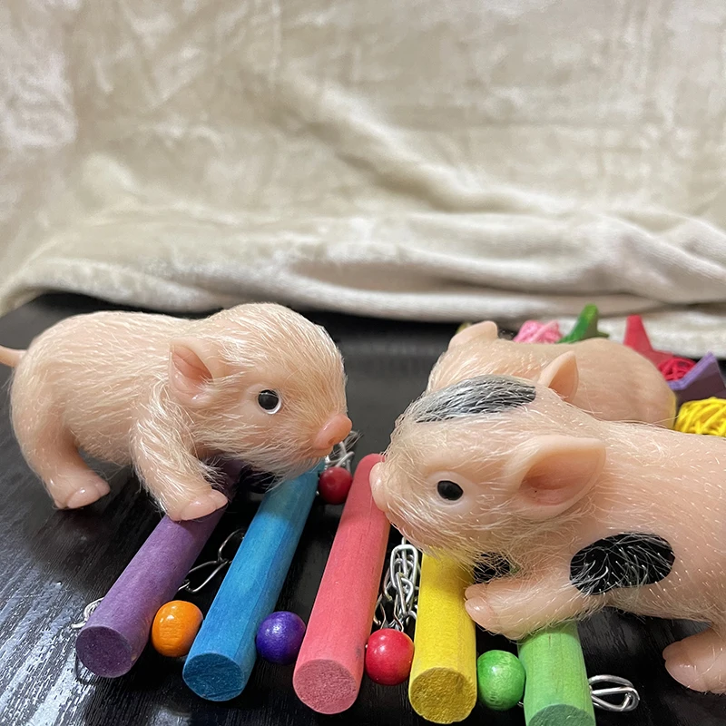 

13cm Full Body soft Silicone Pig Doll Soft Touch implanted hair Realistic Pig Reborn Bebe Dolls Kids Children Toys
