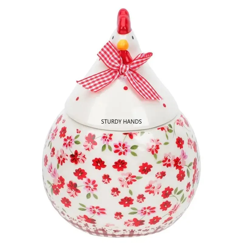 1 Ceramic Biscuit Storage Jar Easter Covered Mother Chicken Shaped Container Coffee Beans Grain Biscuit Storage Jar view 5