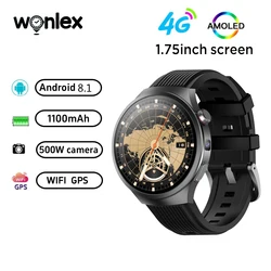 Wonlex 4G Smart Watch GPS WiFi Video Call Android 8.1 Google Play Store 1100mA Big Battery Smartwatch For Men Rotating Camera