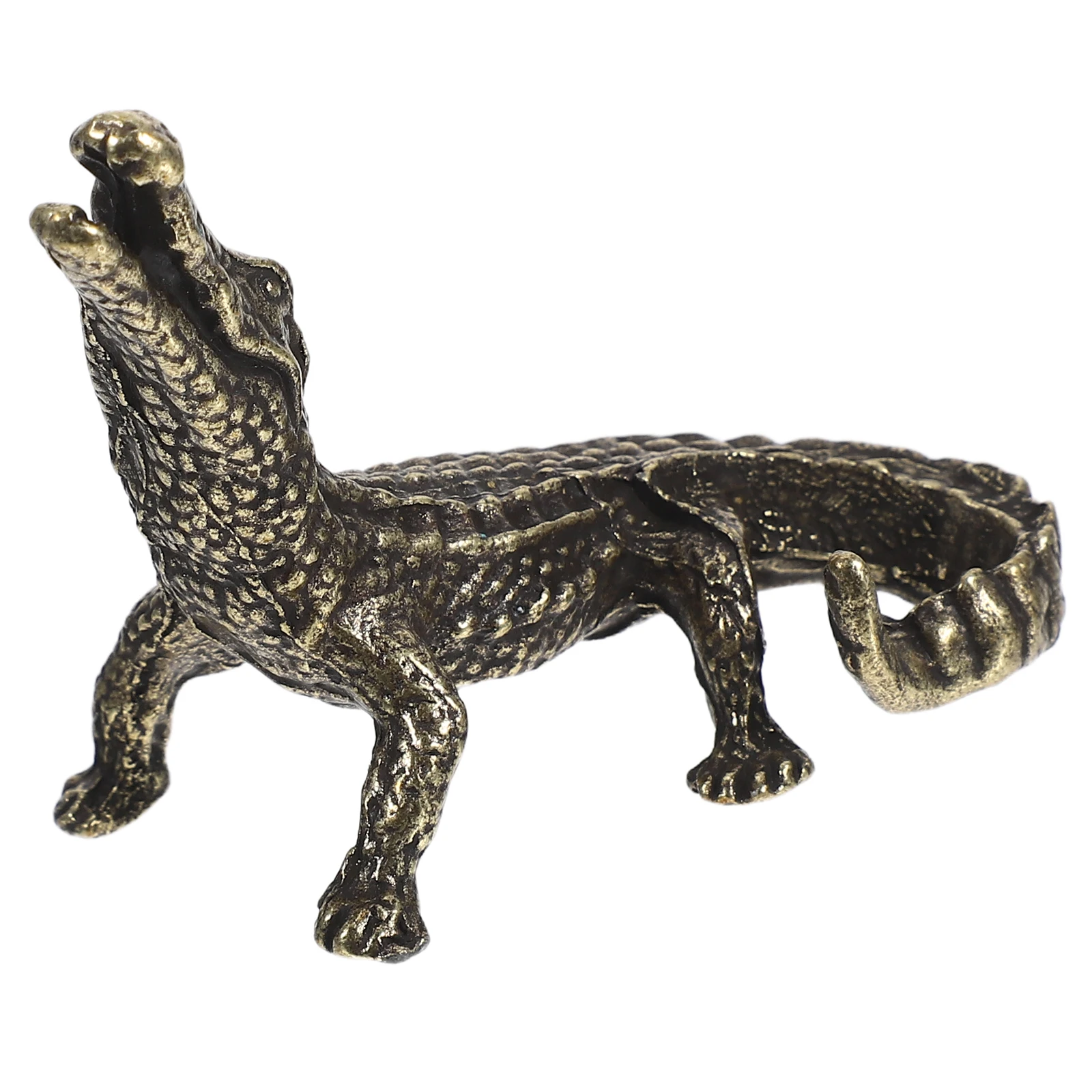 

Brass Crocodile Ornaments Home Decor Animal Sculptures Gator Statue Gold Desktop Adornment Simulation Crocodile Hand