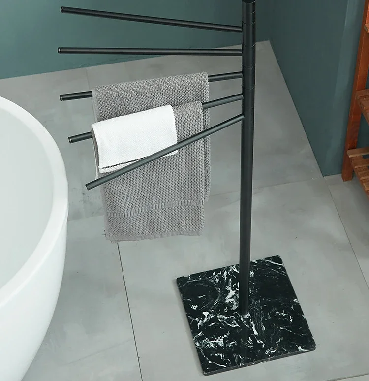 

light luxury all-copper multi-functional floor towel rack hotel bathroom bath towel rack movable toilet towel rail