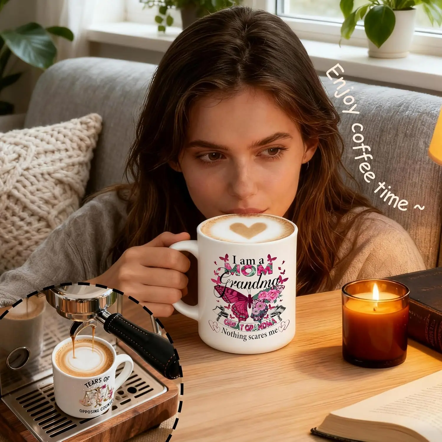 Floral Butterfly Great Grandma Mug, Pregnancy Baby Announcement for Coffee Cup Promoted to Great Mother Ceramic Coffee Mug