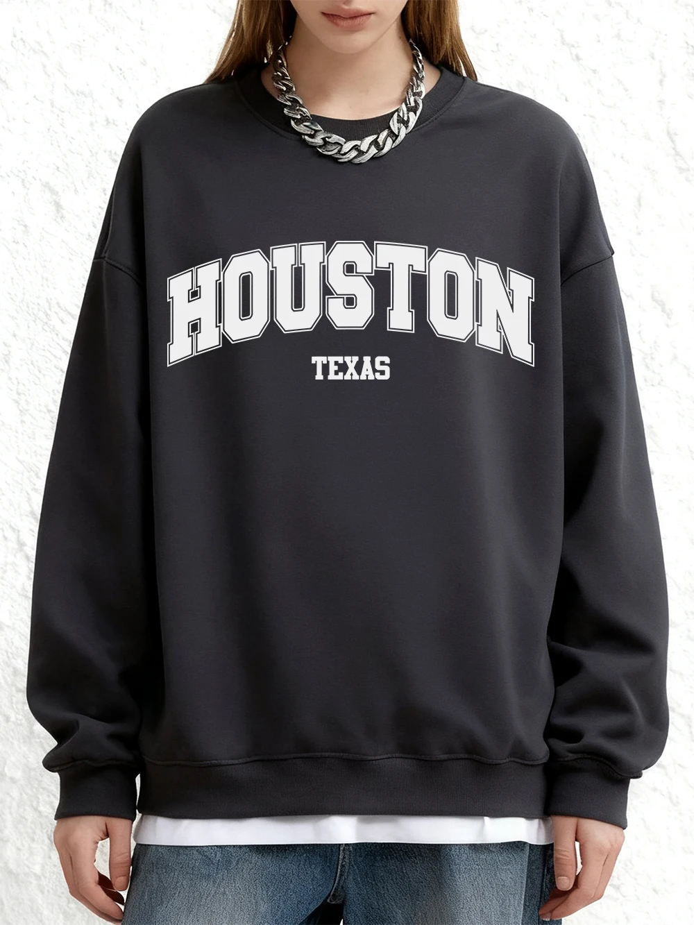 هيوستن تكساس الفن إلكتروني يطبع بلوزات المرأة الشتاء Crewneck هوديي فضفاض عداء ببطء البلوز عارضة الصوف الدافئة امرأة الملابس #1