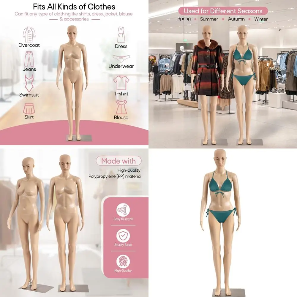 

69 Adjustable Female Mannequin with Detachable Body and Metal Base for Realistic Display