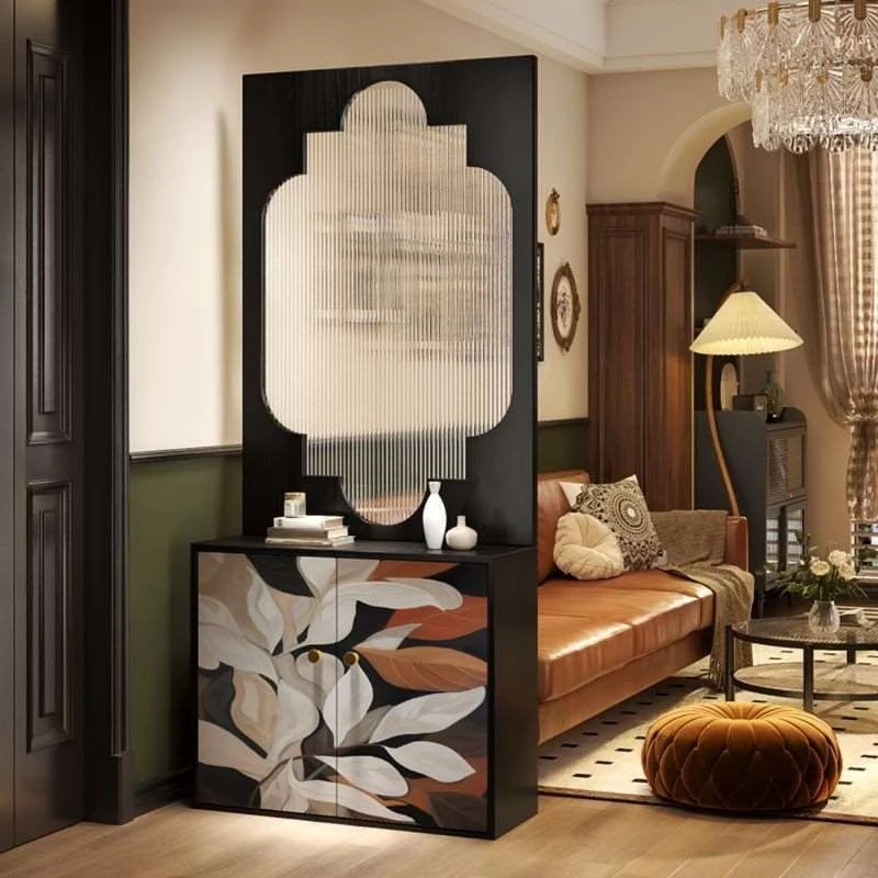 

Retro glass screen partition living room entrance door entrance shoe cabinet cover dining room bathroom household