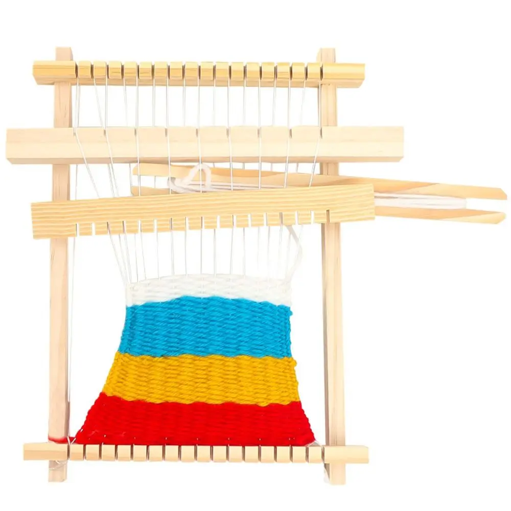 

DIY Wooden Weaving Loom Starter Kit Homemade Mini Knitting Machine Wooden Loom Sewing Machine For Children Kids Gifts