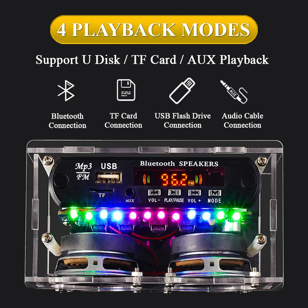 DIY Bluetooth Speaker Kit com rádio FM, solda Project Practice, Kit eletrônico, montagem de solda, U Disk, TF, 87.5-108MHz