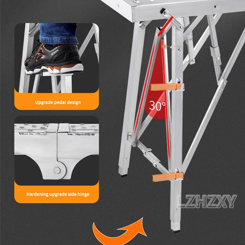 Banc d'échelle de tabouret de cloison sèche en aluminium avec pieds coordonnants pour laver les véhicules, plate-forme de travail pliante, capacité de charge de 150kg