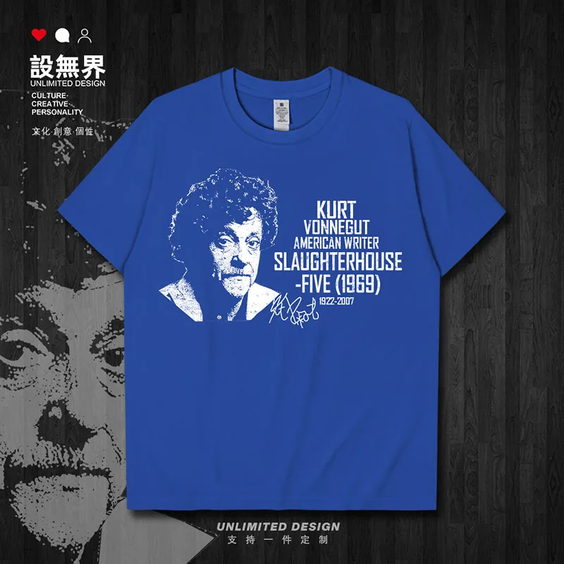 Celebridad Kurt Vonnegut Estados Unidos humor oscuro escritor Slaughterhouse 5 Cat's Cradle ropa de algodón camiseta para hombre partes superiores nuevas 01