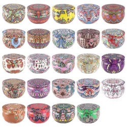 24 Pcs 1.57* 2.36inch (Approximately 4* 6cm) Ham-Style Round Metal Jars with Lids, Round Mold Containers for Candles, Suitable for Candle Making, Storage, and Reusable.