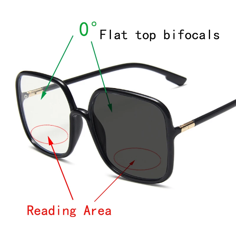 

Women Square Bifocal Photochromic Gray Reading Glasses Anti Blue Light Men Large Frame Sun Readers Look Far And Near Eyewear