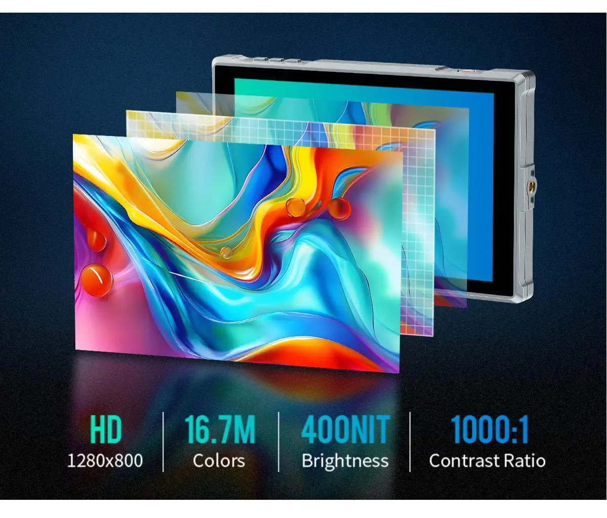 FEELWORLD FW759 PRO 7-calowy monitor wideo do kamery, 1280x800 IPS, dotykowy ekran, kompatybilny z 4K HDMI, monitor HD LCD z funkcją peaking focus. — zdjęcie produktu 3