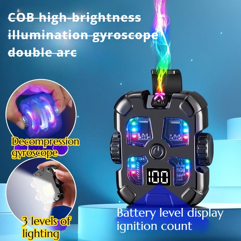 

New Creative Multi-functional Dual-arc Usb Charging Lighter with Lighting Convenient Outdoor Camping Emergency Tool