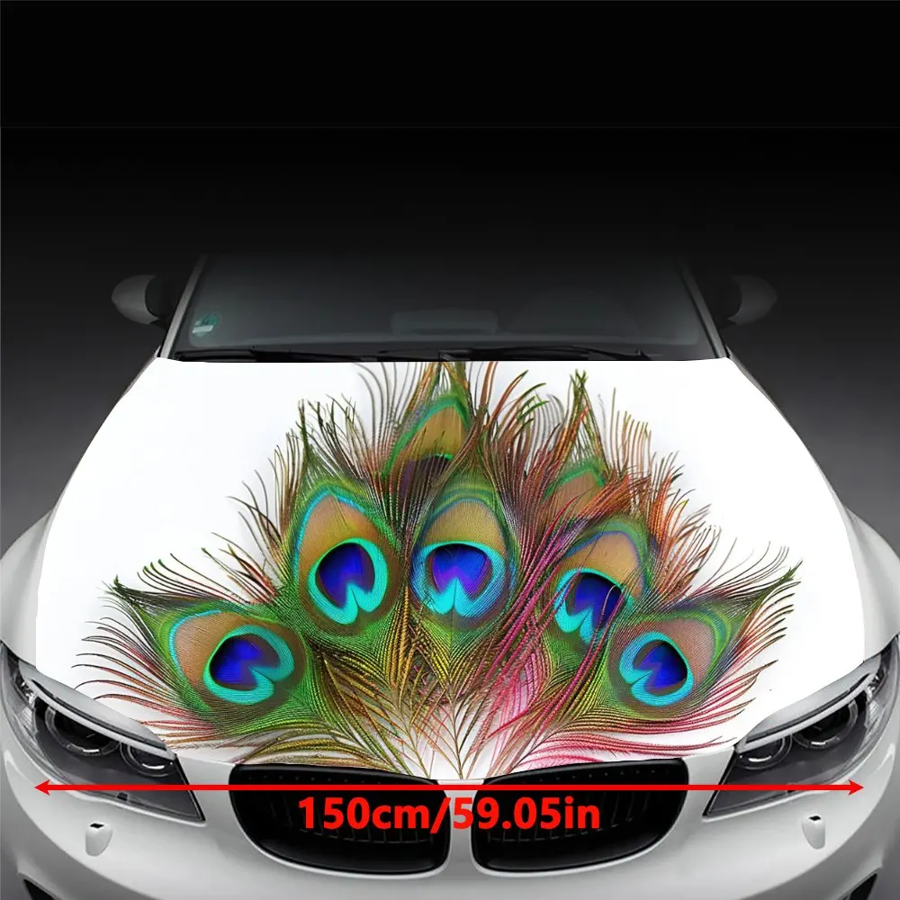 Peacock Feather Painting Car Hood Wrap Color Vinyl Sticker Truck Graphic Bonnet DIY Auto Accessories Decoration Decal Gift