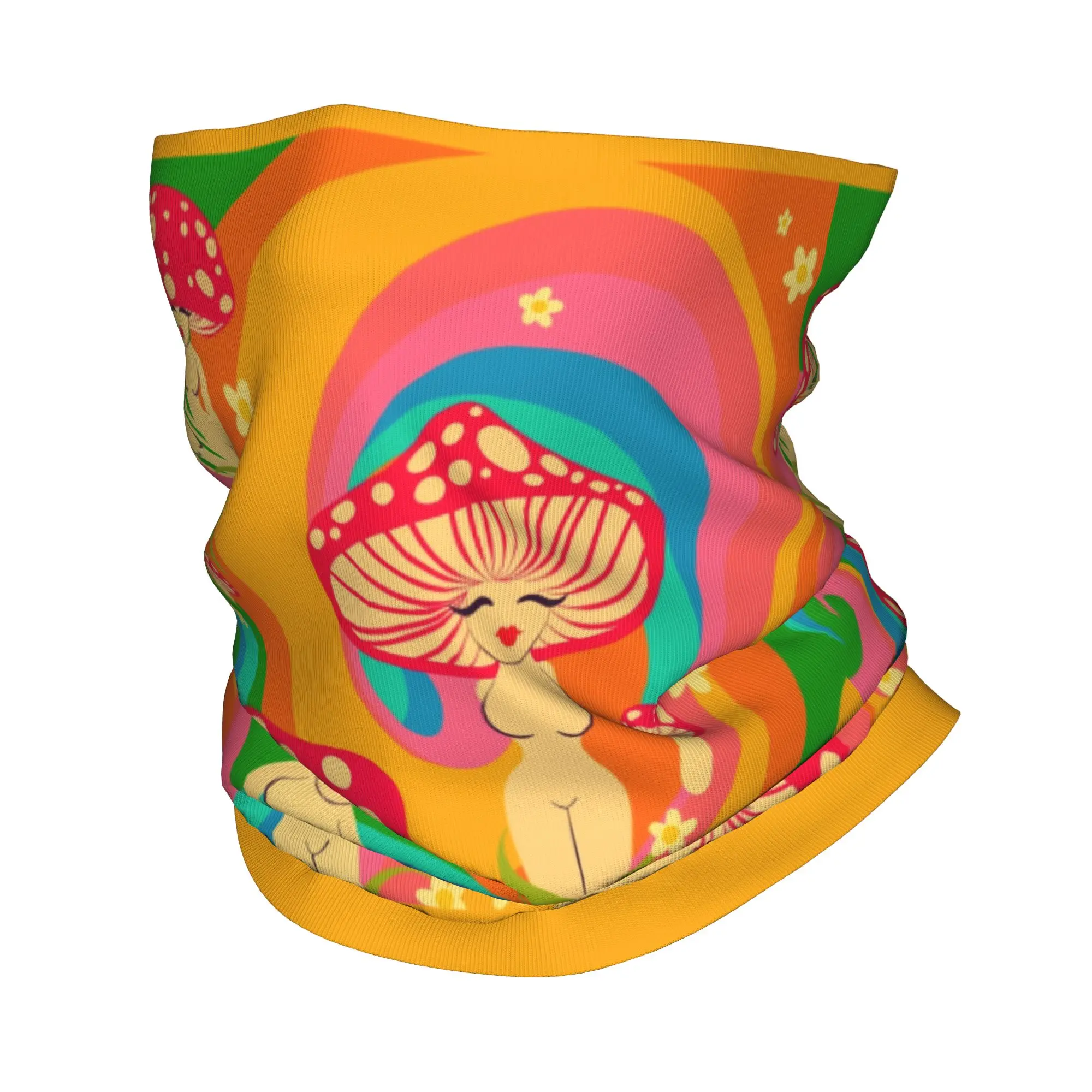 

Custom Psychedelic Mushroom Ladies Bandana Neck Warmer Men Women Winter Hiking Ski Scarf Gaiter Psilocybin Fungi Face Cover