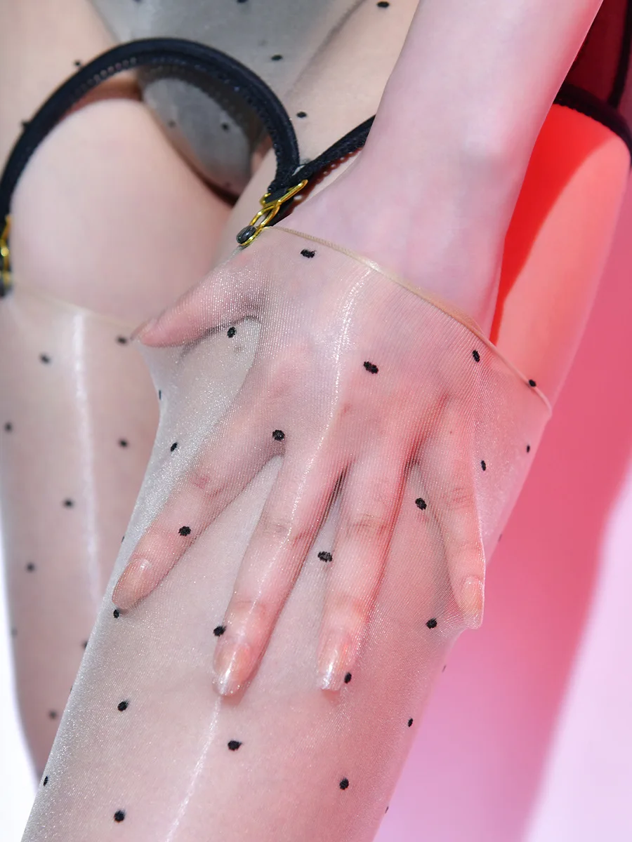 Five-finger Gloves Sexy Underwear 4-piece Set High-elastic Stockings Tights Onesie Aurora Polka Dot Suspenders Stockings