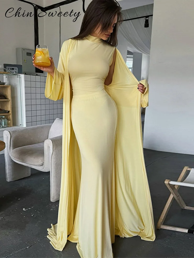 Elegant Long Pleated Skirt Set Women O-neck Sleeve Vest High Waist Hip Package Skirt Floor Length Cardigan 2025 Summer Lady Suit