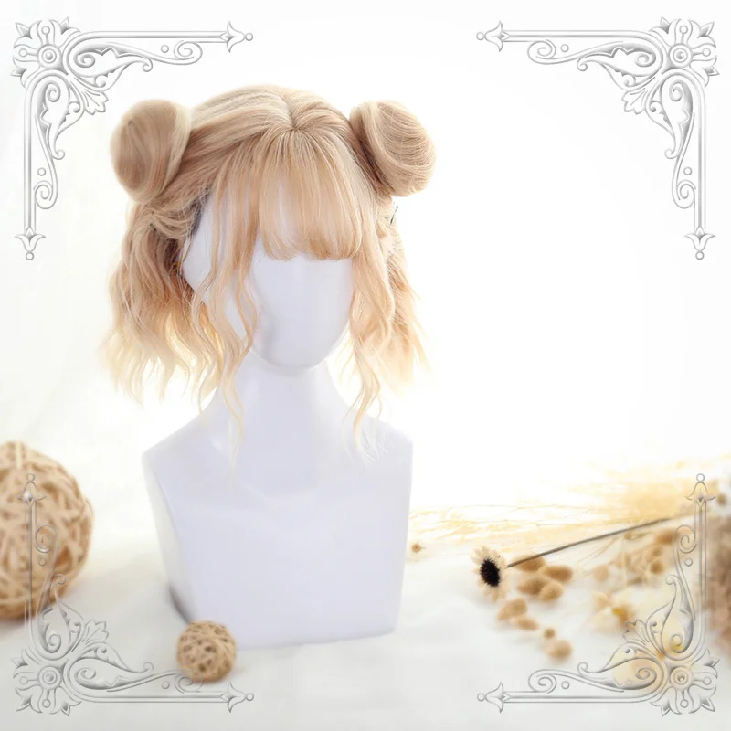 

High Quality Lolita Golden Gradual Change Female Wig Water Wave Hair Cosplay Party