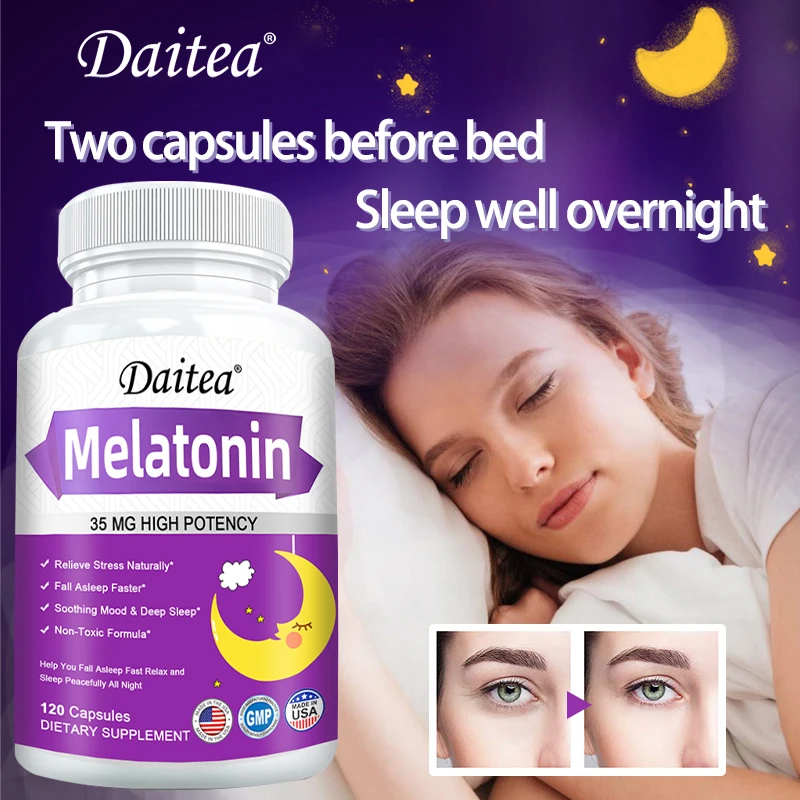 

Melatonin 20mg Capsules - Natural Sleep Aid, Fall Asleep Faster & Longer, Jet Lag Relief, Regulate Immune System, Non-GMO Vegan