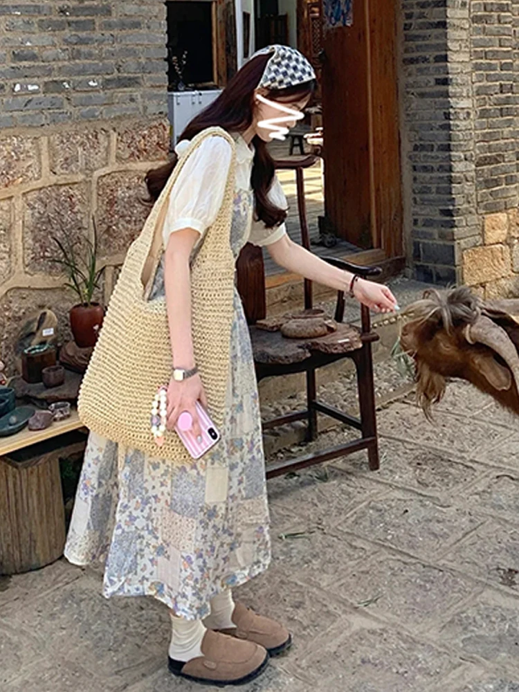 Ensemble deux pièces imprimé Floral ter Dr pour femmes, jupe longue de vacances, petite taille, costume deux pièces en Polyester et coton mélangé, nouvelle collection été