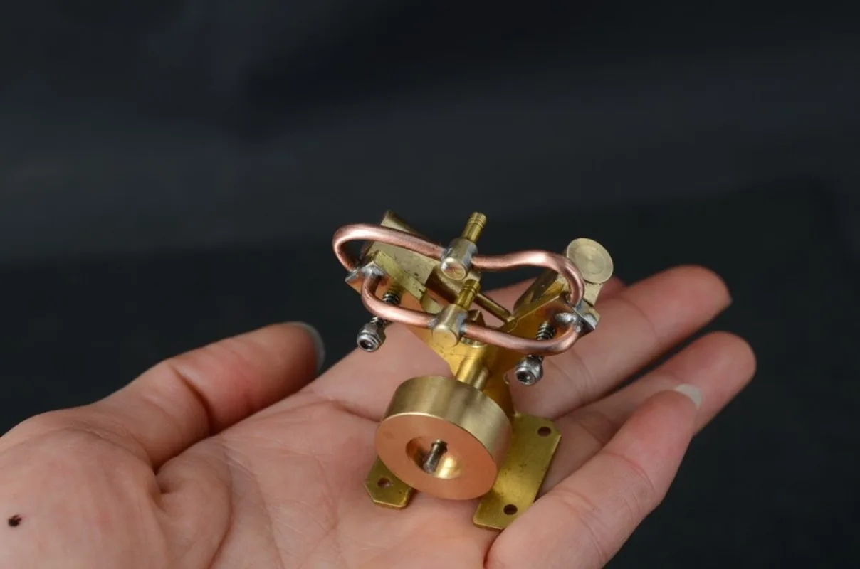 Desktop Mini V Twin Cylinder Steam Engine Model Metal Steam Power Generator Educational Science Experiment Model For Teaching