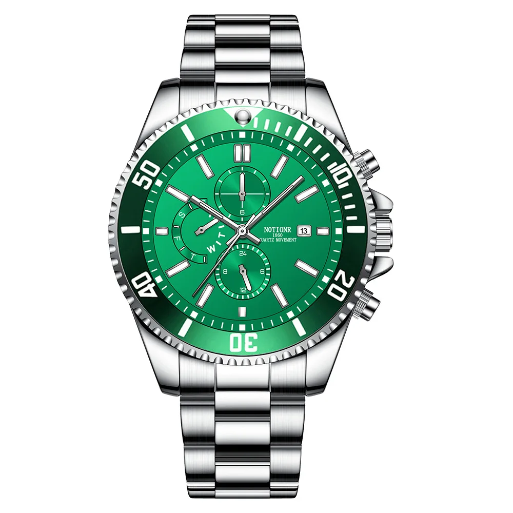 Montre à quartz étanche pour homme, montres automatiques, fantôme d\'eau verte, calendrier Shoous, décontracté