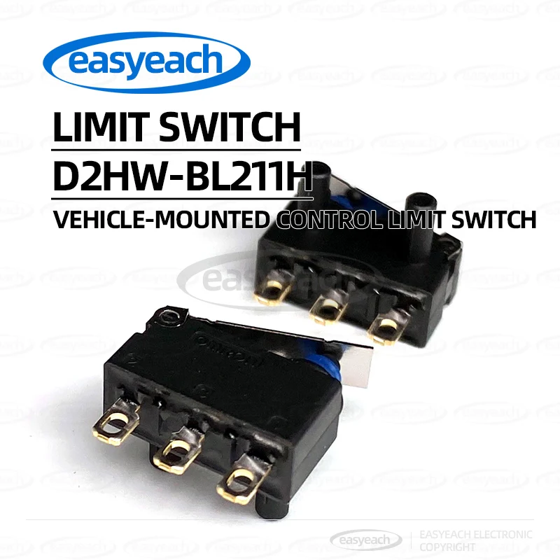 D2HW-BL211H Waterproof Micro Switch for Vehicles 100mA 125V Sensitive Button Straight-Shank Limit Switch