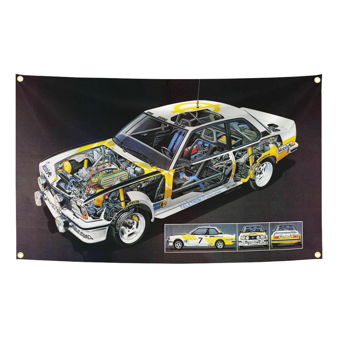 90x150cm Opels Motor Sport Racing Car Flag Tapestry Polyester Digital Printing Banner for Garage Wall Art Out Door Decoration