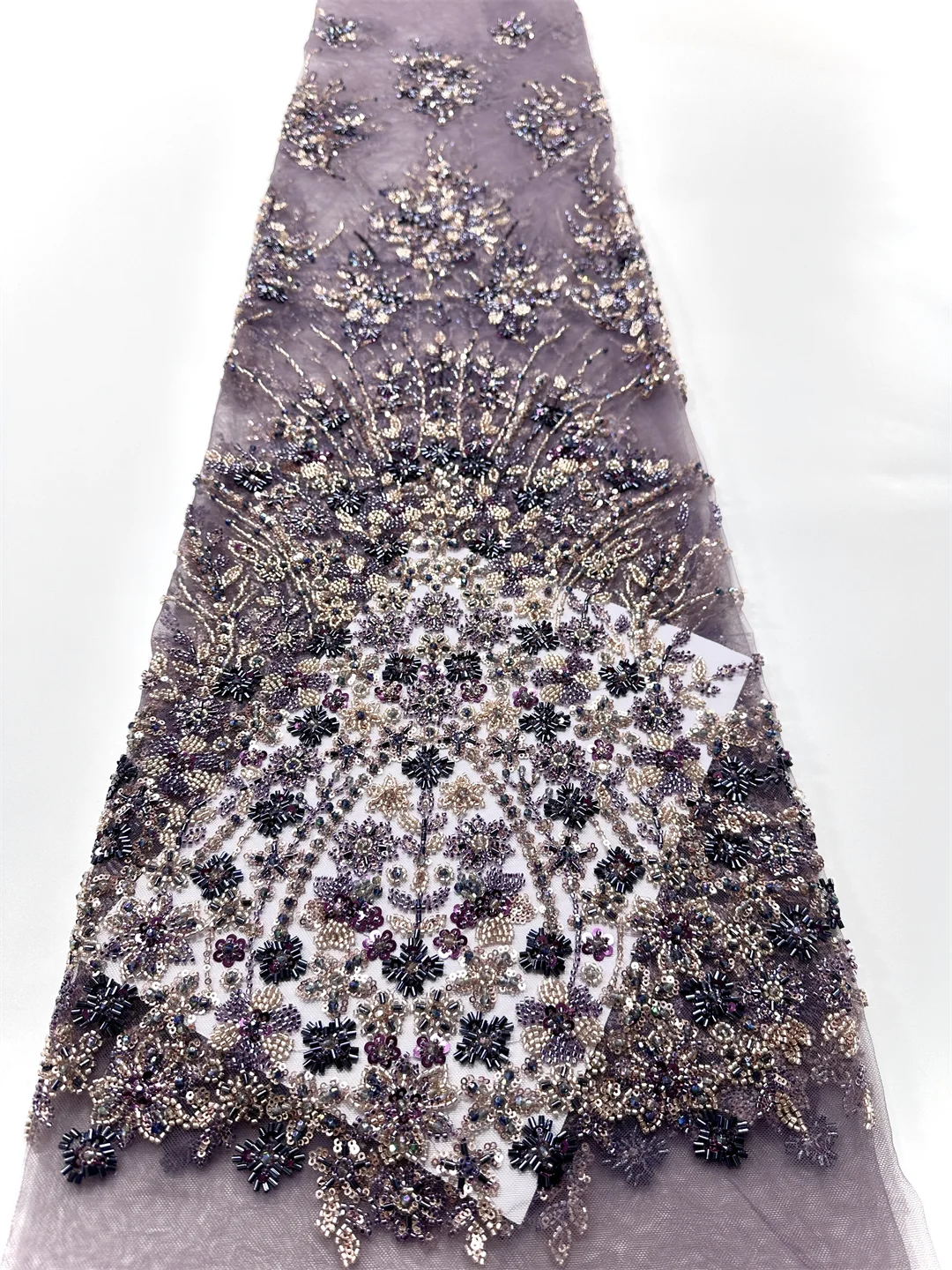 Kain Renda Afrika Mewah Berkualitas Tinggi dengan Payet dan Manik-manik untuk Pernikahan Nigeria Kain Renda Tulle Prancis 5 yard