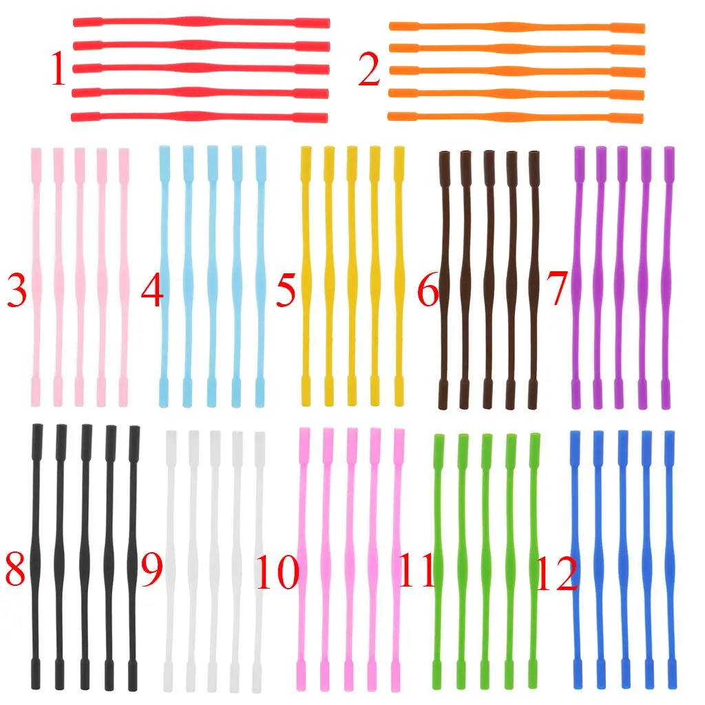 5pcs Kids Silicone Glasses Non-Slip Temple Sports Ribbon Cord