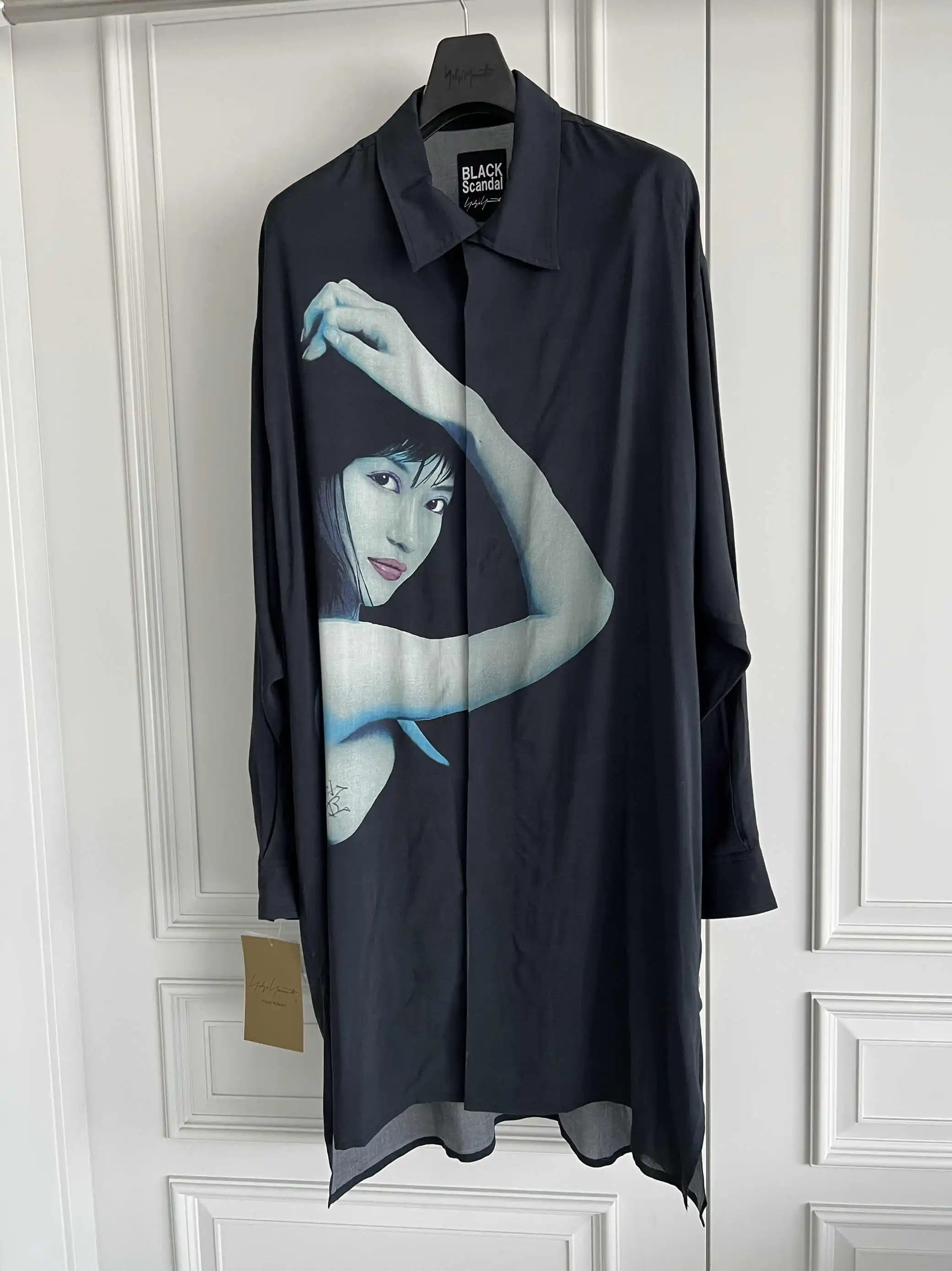 

TOP-YAMAMOTO черная рубашка Tencel Streetwear оригинального дизайна