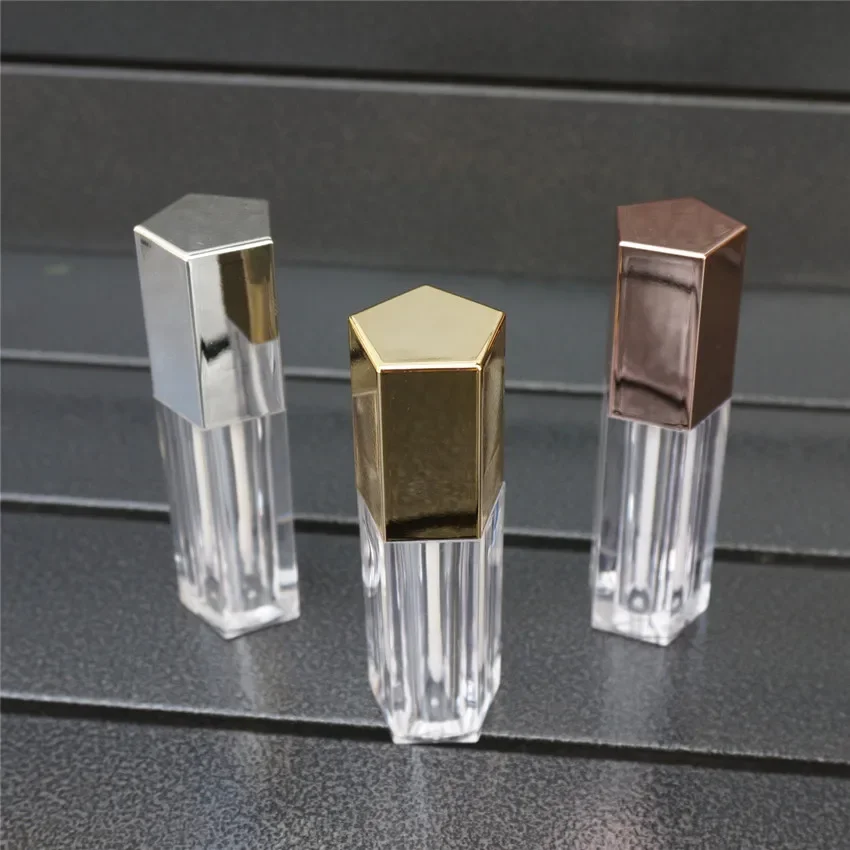 5ML Rose Gold Cap Lipgloss Tubes Empty Silver Lid Lip Glaze Lip Gloss Packing Clear Bottle Cosmetic Concealer Containers