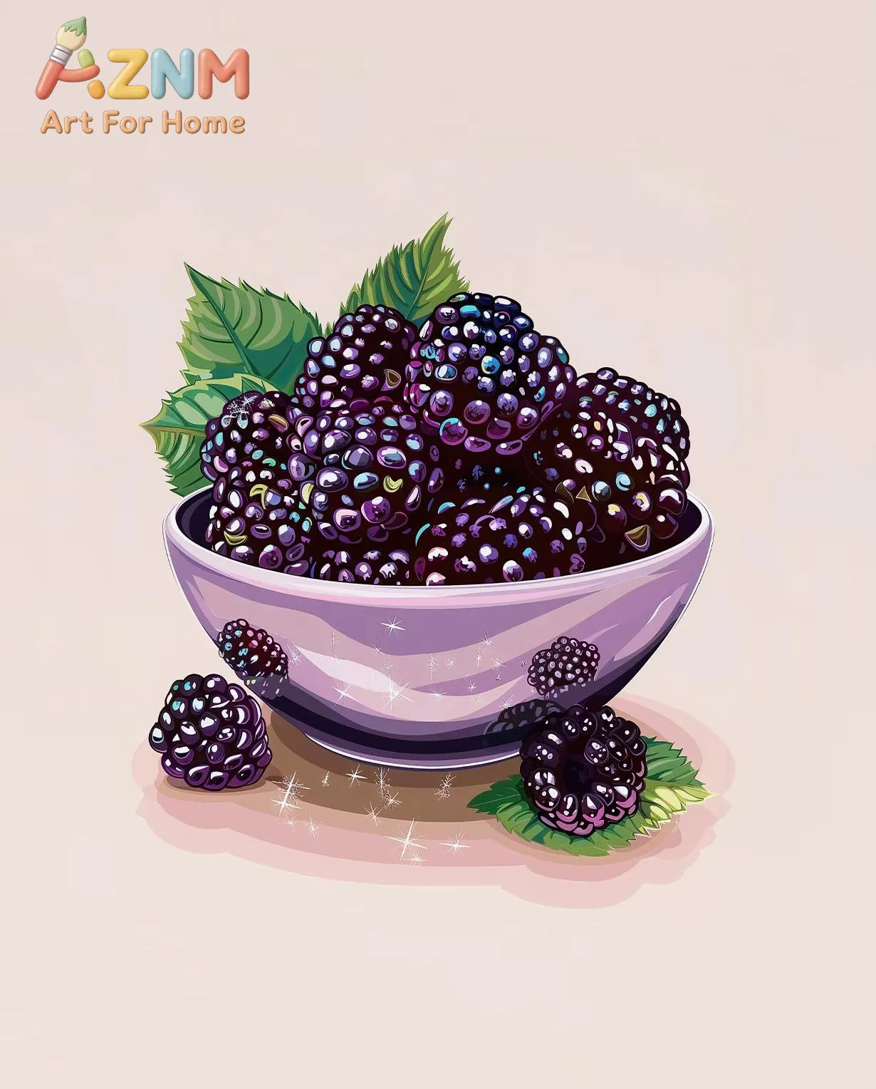 AZNM Disco Vintage Cherry Strawberry Blueberry Watermelon Lemon Fruit Art Poster Diamond Paintings Wall Art Pictures Home Decor