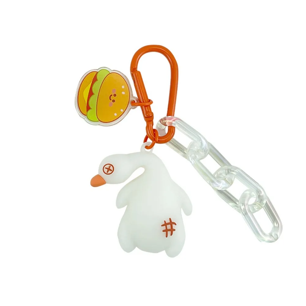 Cute Cartoon Detect UV Color Change Duck Pendant Funny Unique Roast Duck Keyring Creative PVC Roast Chicken Keychain