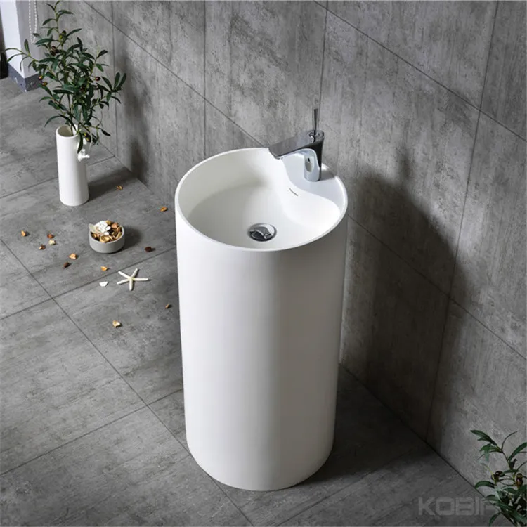 Modern Design Counter-Top Solid Surface Oval Bathroom Sink Pure Matt White Stone Resin Wash Basins For Hotel Villa Apartment