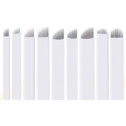 50pcs Tebori Microblading White 12/14/16/18 Flex U Shape Tattoo Needles Blade Permanent Makeup Eyebrow Pen