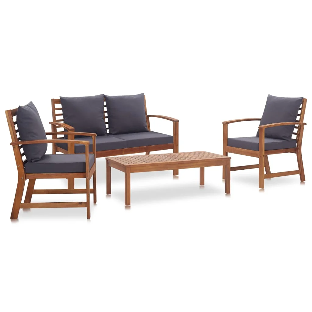 

4 Piece Garden Lounge Set with Cushions Solid Acacia Wood Outdoor Table and Chair Sets Outdoor Furniture Sets