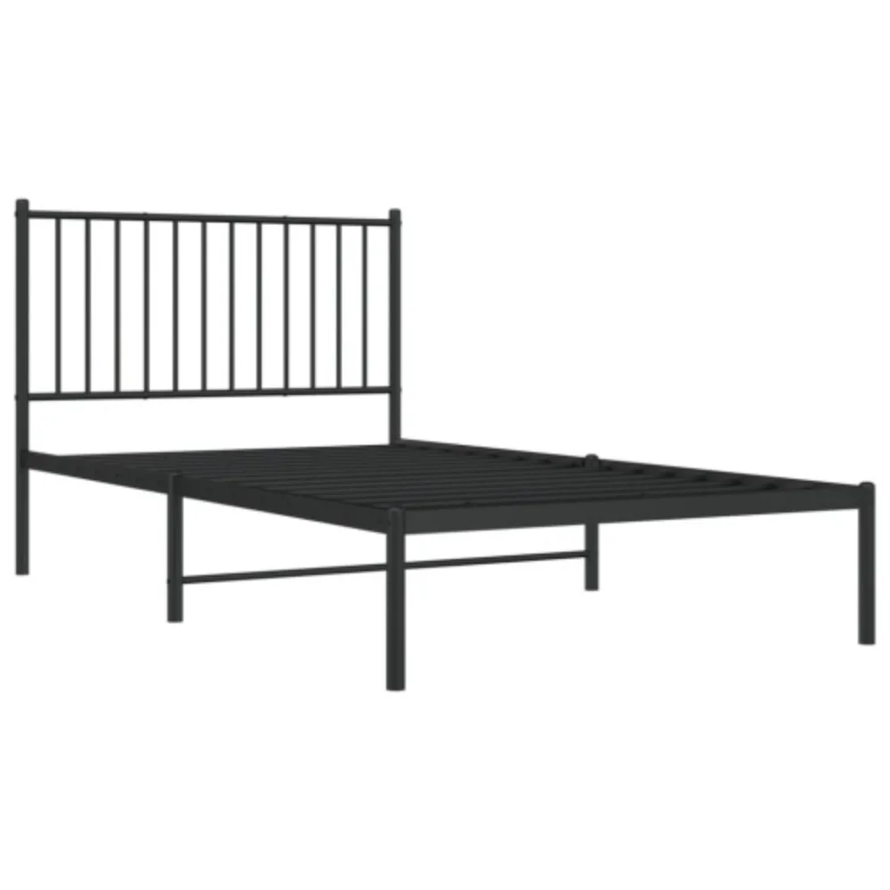 Metalen Bedframe Met Hoofdeinde Zwart 100X190 Cm