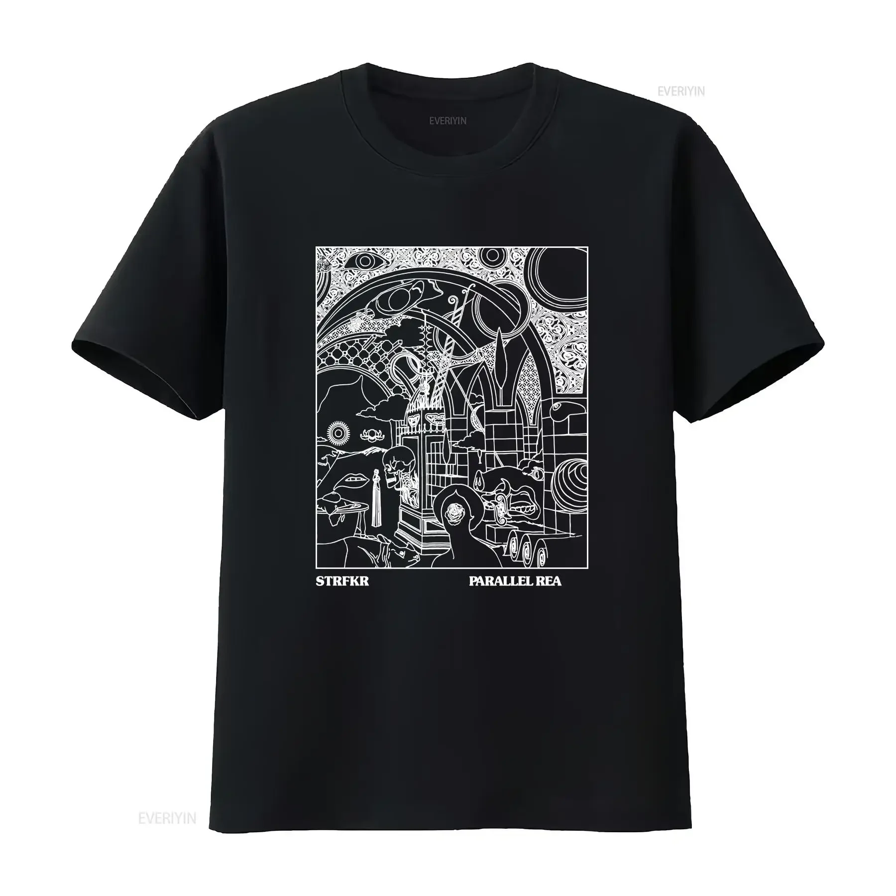 Strfkr Parallel Realms Concert Tour T Shirt Black Size XXL vintage Washed Versatile Stretched Unisex homme Casual fashion