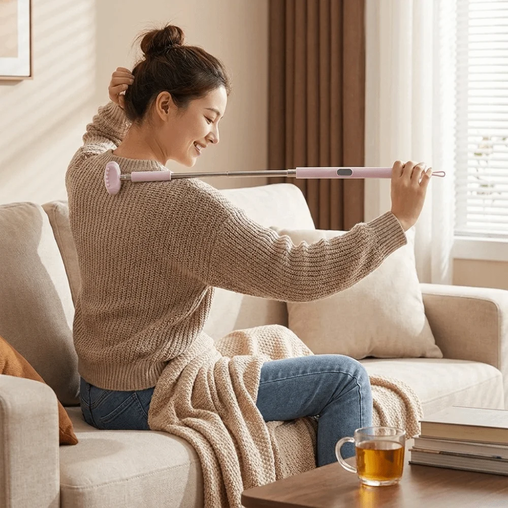 Extendable Handle Back Scratcher Dual Head Portable Design Massage Hammer Lightweight Structure Hanging Hole