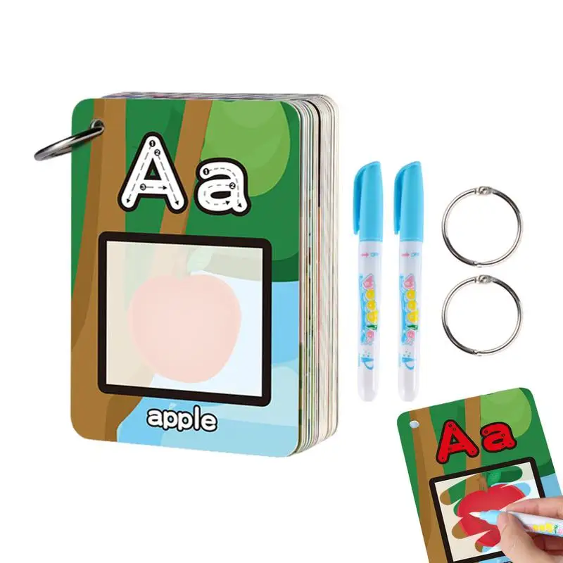 Abc Flash Cards 30PCS Educational Early Learning Flash Cards With Pens And Hoops Portable Learning Toy Flash Card Toy Aged 3