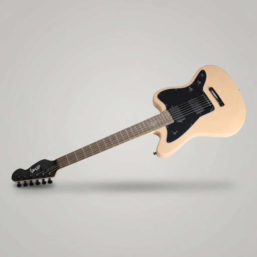 Jaguar Style Guitar 6 Strings, HH Pickups, Dark Fretboard, Black Pickguard, 4 Matte Color Options, Black Hardware for Beginners