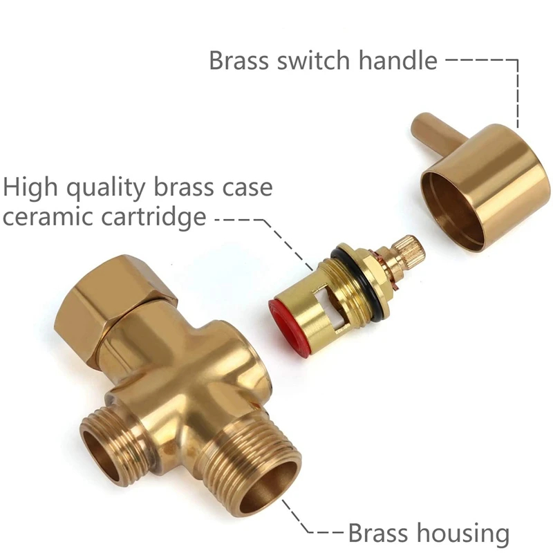 Brass Bidet T Adapter Valve 3 Way Shut Off Tee Connector For Toilet Bidet Sprayer T Adapter Diaper Adapter 7/8 7/8 1/2