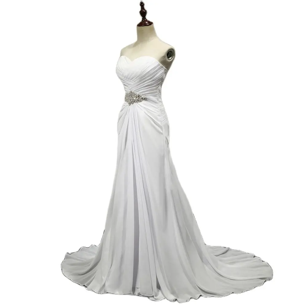 Solovedress A Soft Line Chiffon Praia Do Vestido de Casamento Do Vintage Barato 2019 Branco Vestido de Noiva Casamento Vestidos De Novia SLD-W003