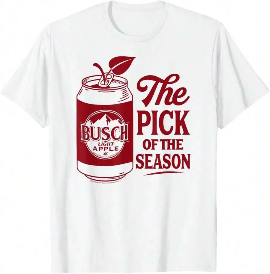 Busch Light Apple - Pick Of The Season T-Shirt 100% Cotton Trendy Y2K Short-Sleeve Tee-Soft, Quick-Drying, Moisture-Wicking;