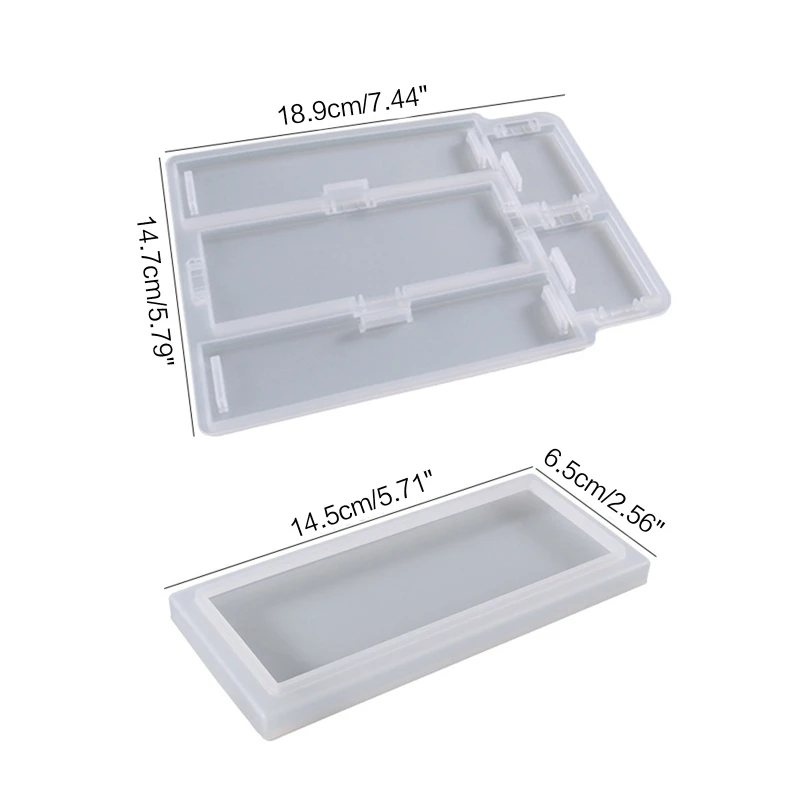 ซิลิโคน Domino กล่องเก็บ Mould พร้อมฝาปิดเรซินทำแม่พิมพ์ DIY หัตถกรรมทำ