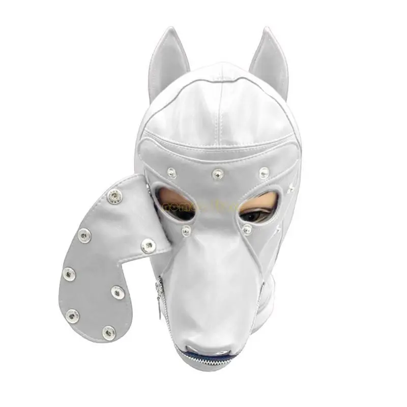 

31BF Realistic Dog Mask with Eye Cover Dog Masquerade for Men