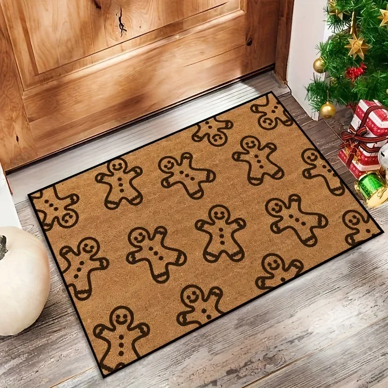 VIKAMA Reindeer Welcome Mat Red Nose Deer Pattern Non Slip Soft Entrance Mat Indoor Outdoor Christmas Holiday Decor