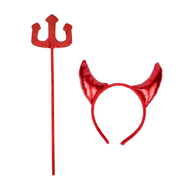 

Devil Costume Set Halloween Party Decorations Props Devil Ears Headband Set Cosplays Performances Props for Women Kids DXAA